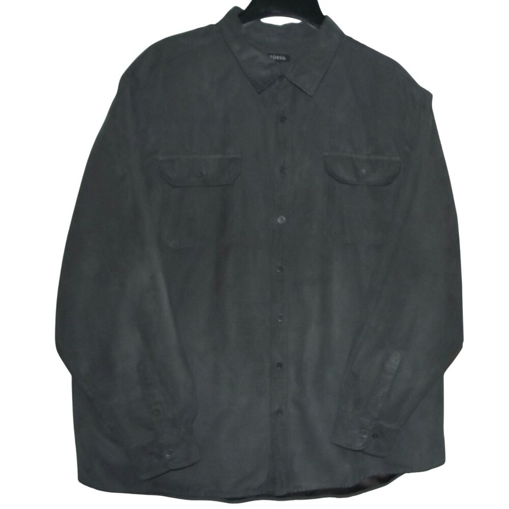 George Shirt Mens Size 2XL (50-52) Sueded Gray Button Down pocket flaps
